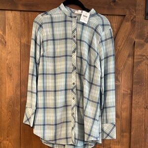 J. Jill seafoam plaid button down blouse
